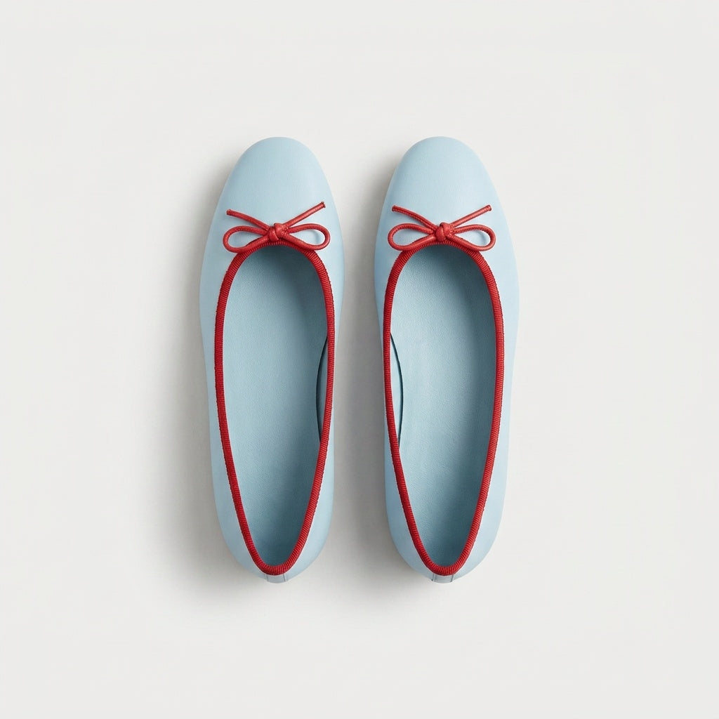 Ballerine Azur — coloris bleu ciel et rouge
