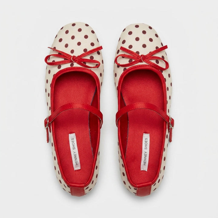 Ballerine Dot — coloris crème et rouge